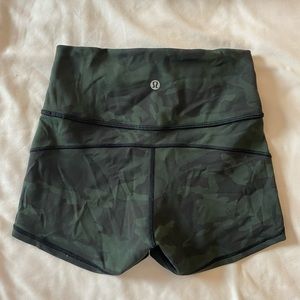 Lululemon Green camouflage spandex shorts